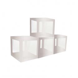 4 CUBES CARTON AV FILM PLASTIQUE RIGIDE ARGENT 30X30X30CM