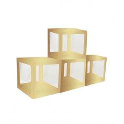 4 CUBES CARTON AV FILM PLASTIQUE RIGIDE OR 30X30X30CM