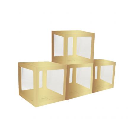 4 CUBES CARTON AV FILM PLASTIQUE RIGIDE OR 30X30X30CM