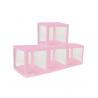 4 CUBES CARTON AV FILM PLASTIQUE RIGIDE ROSE 30X30X30CM