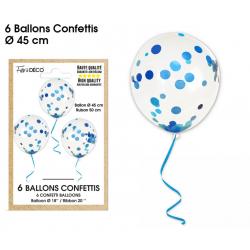 6 Ballons Confettis  Bleu