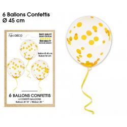 6 Ballons Confettis  Or