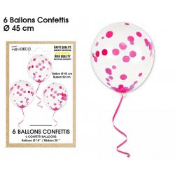 6 Ballons Confettis  Rouge