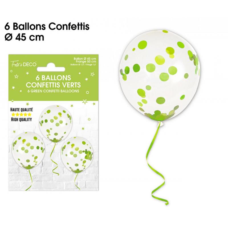 6 Ballons Confettis  Vert