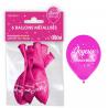 6 ballons métallisés Joyeux Anniversaire Fuchsia