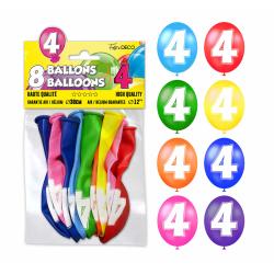 8 ballons de baudruche Chiffre 4