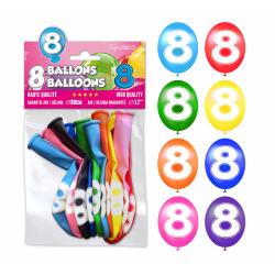 8 ballons de baudruche Chiffre 8