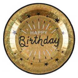 Assiette Happy birthday Etincelant or