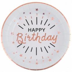 Assiette Happy birthday Etincelant rose gold