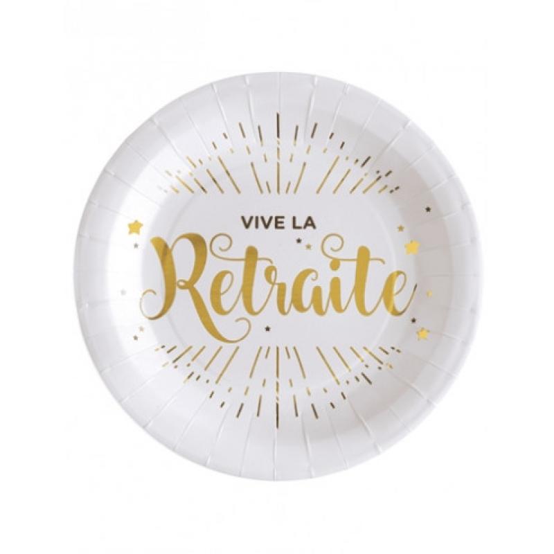 Assiette vive la retraite or