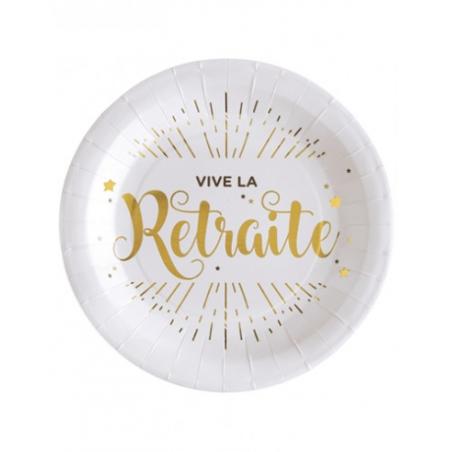 Assiette vive la retraite or