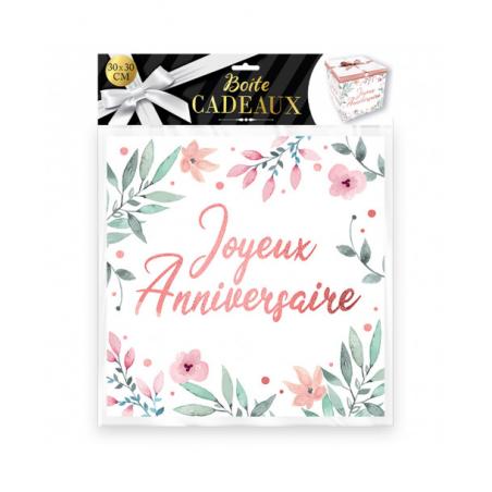 BOITE CADEAU GM JOYEUX ANNIV FLEURS