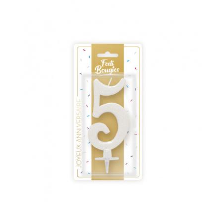 BOUGIE CHIFFRE IRISEE BLANCHE 5