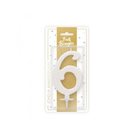 BOUGIE CHIFFRE IRISEE BLANCHE 6