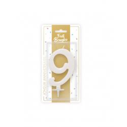 BOUGIE CHIFFRE IRISEE BLANCHE 9