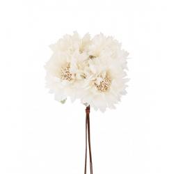 BOUQUET 4 FLEURS IVOIRE HT 26CM / BOUTON DIA 6CM