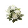 BOUQUET DE 5 ROSES AV FEUILLAGES 40.5CM BLANC