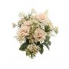 BOUQUET DE 5 ROSES AV FEUILLAGES 40.5CM IVOIRE/SAUMON