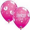 Baby Girl Footprints and Hearts Wild Berry *25 11'