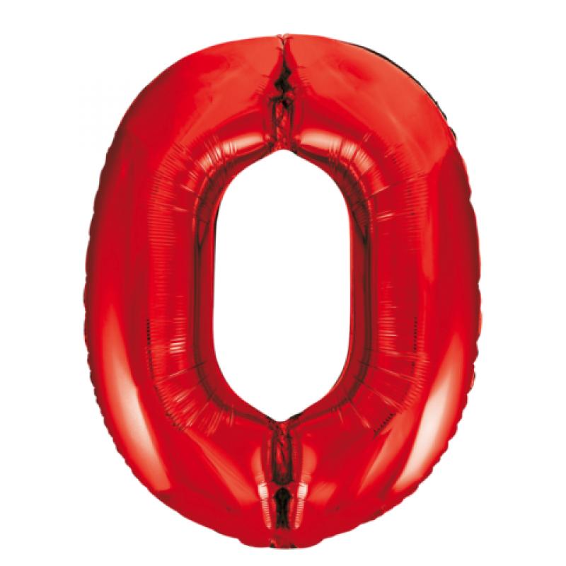 Ballon Chiffre 96cm 0 rouge