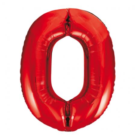 Ballon Chiffre 96cm 0 rouge