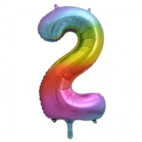 Ballon Chiffre 96cm 2 rainbow