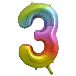 Ballon Chiffre 96cm 3 rainbow